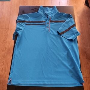 2for$15 Sunice Blue Polo Shirt with Brown Accents